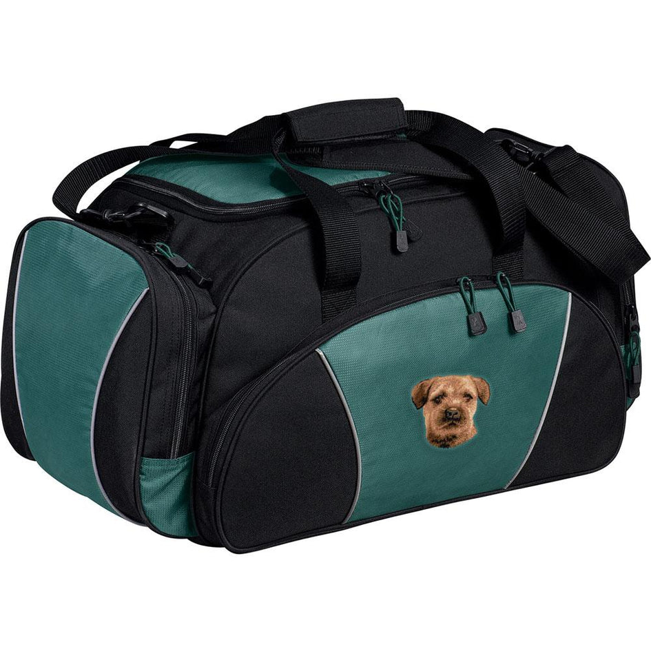 Embroidered Duffel Bags Hunter Green  Border Terrier D51