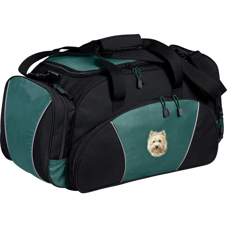 Embroidered Duffel Bags Hunter Green  Cairn Terrier D106