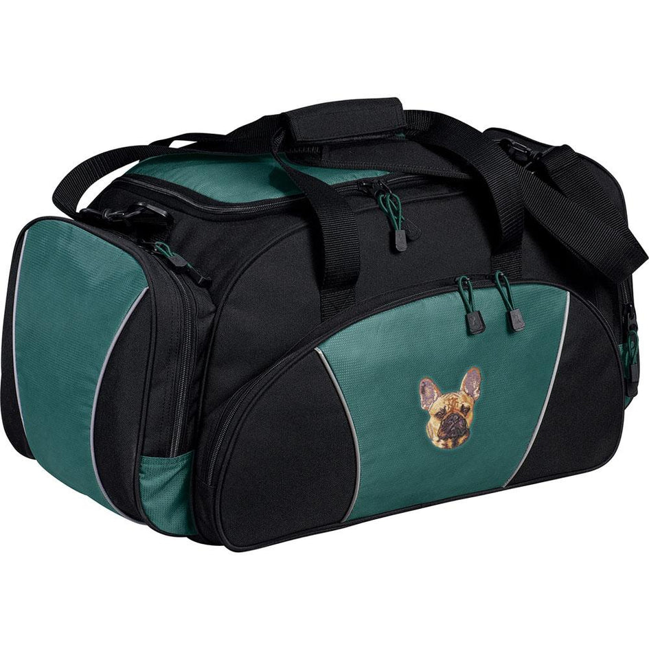 Embroidered Duffel Bags Hunter Green  French Bulldog DN333