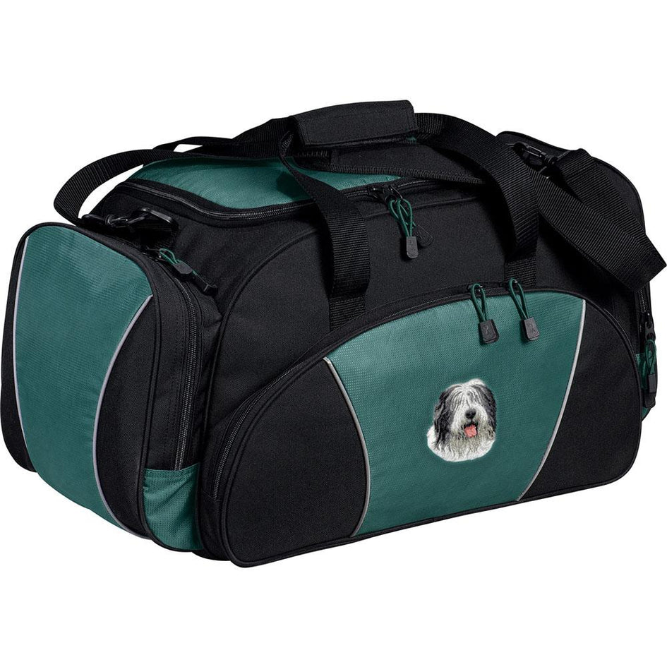 Embroidered Duffel Bags Hunter Green  Old English Sheepdog D40
