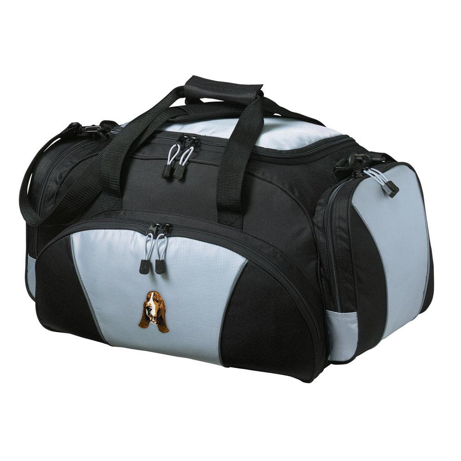 Embroidered Duffel Bags Gray  Basset Hound DJ229