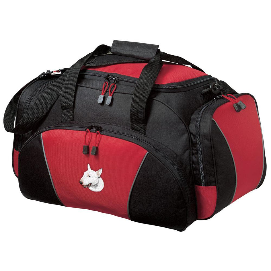 Embroidered Duffel Bags Red  Bull Terrier D88