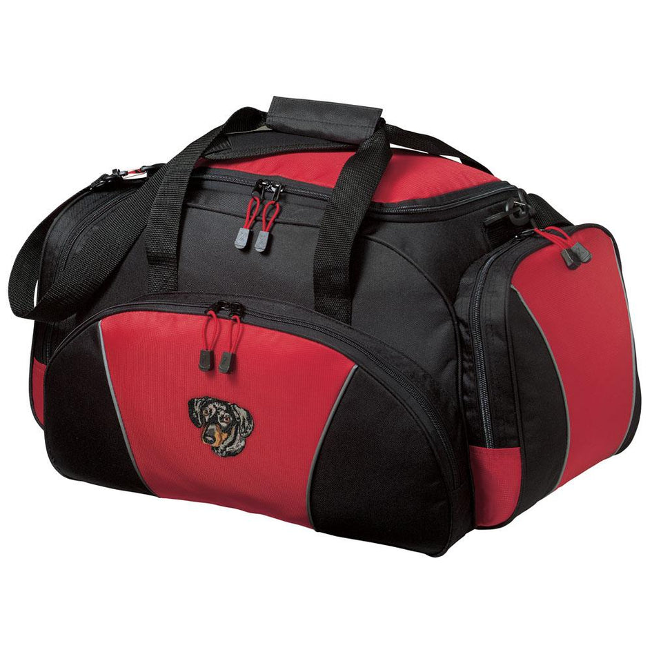 Embroidered Duffel Bags Red  Dachshund DJ367