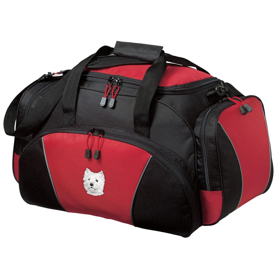 Embroidered Duffel Bags Red  West Highland White Terrier D126