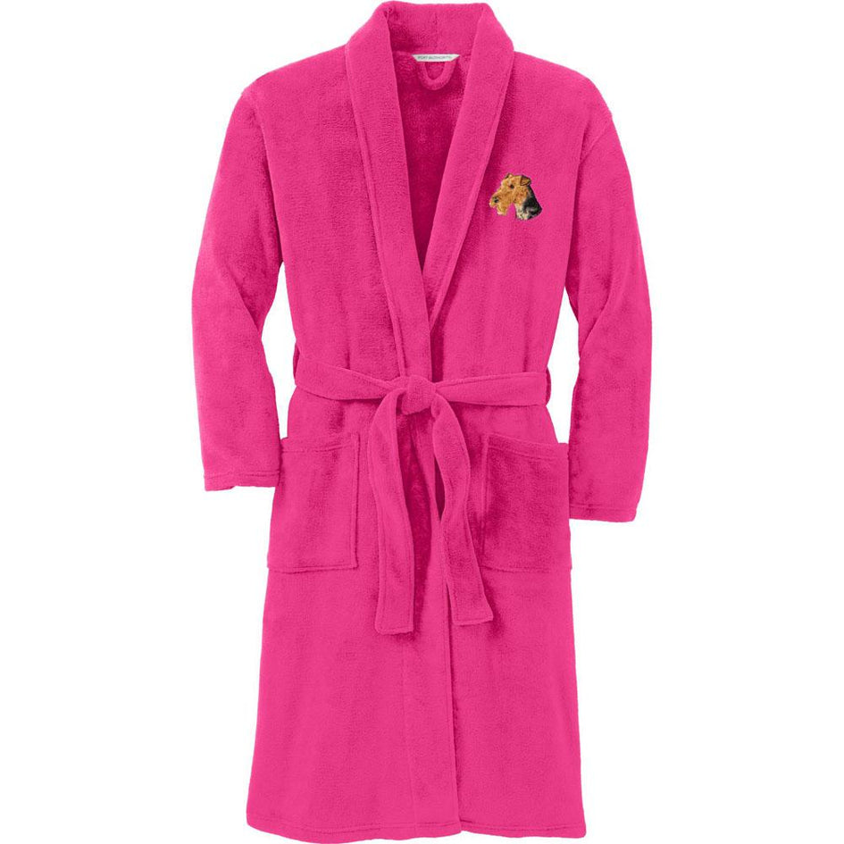 Port Authority Plush Microfleece Robe Pink Raspberry Large/X-Large Airedale Terrier D67