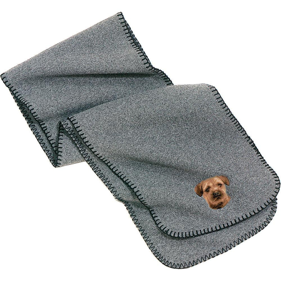 Embroidered Scarves Heather Gray  Border Terrier D51