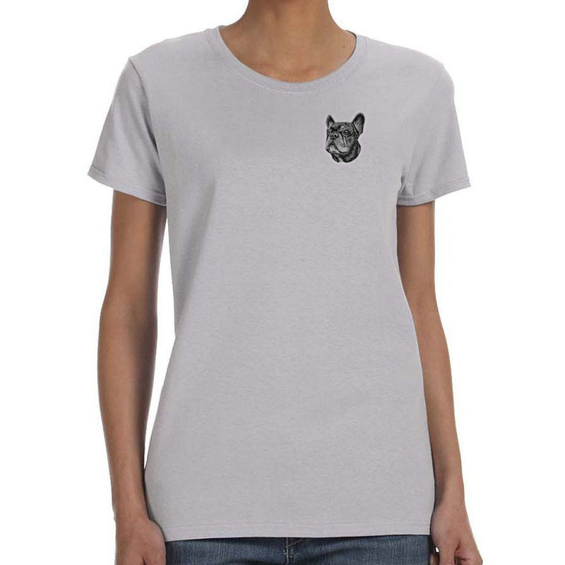 French Bulldog Embroidered Ladies T-Shirts