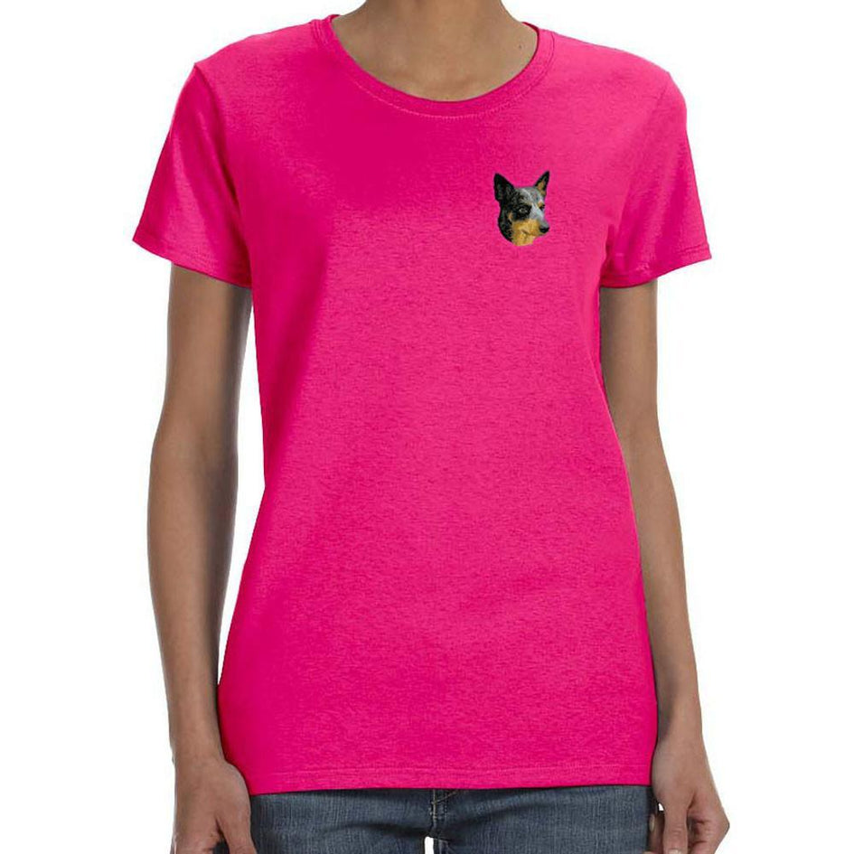 Embroidered Ladies T-Shirts Hot Pink 3X Large Australian Cattle Dog D99
