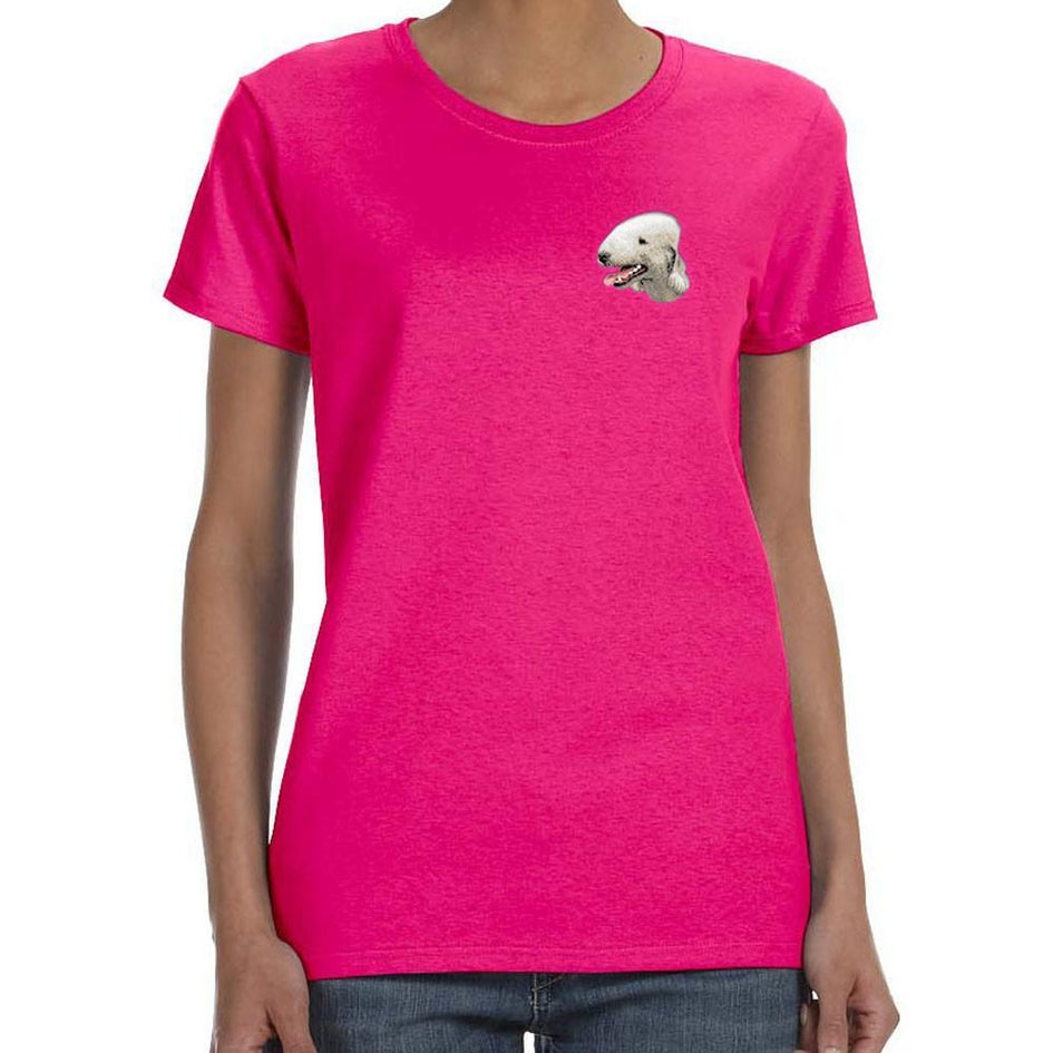 Embroidered Ladies T-Shirts Hot Pink 3X Large Bedlington Terrier D35