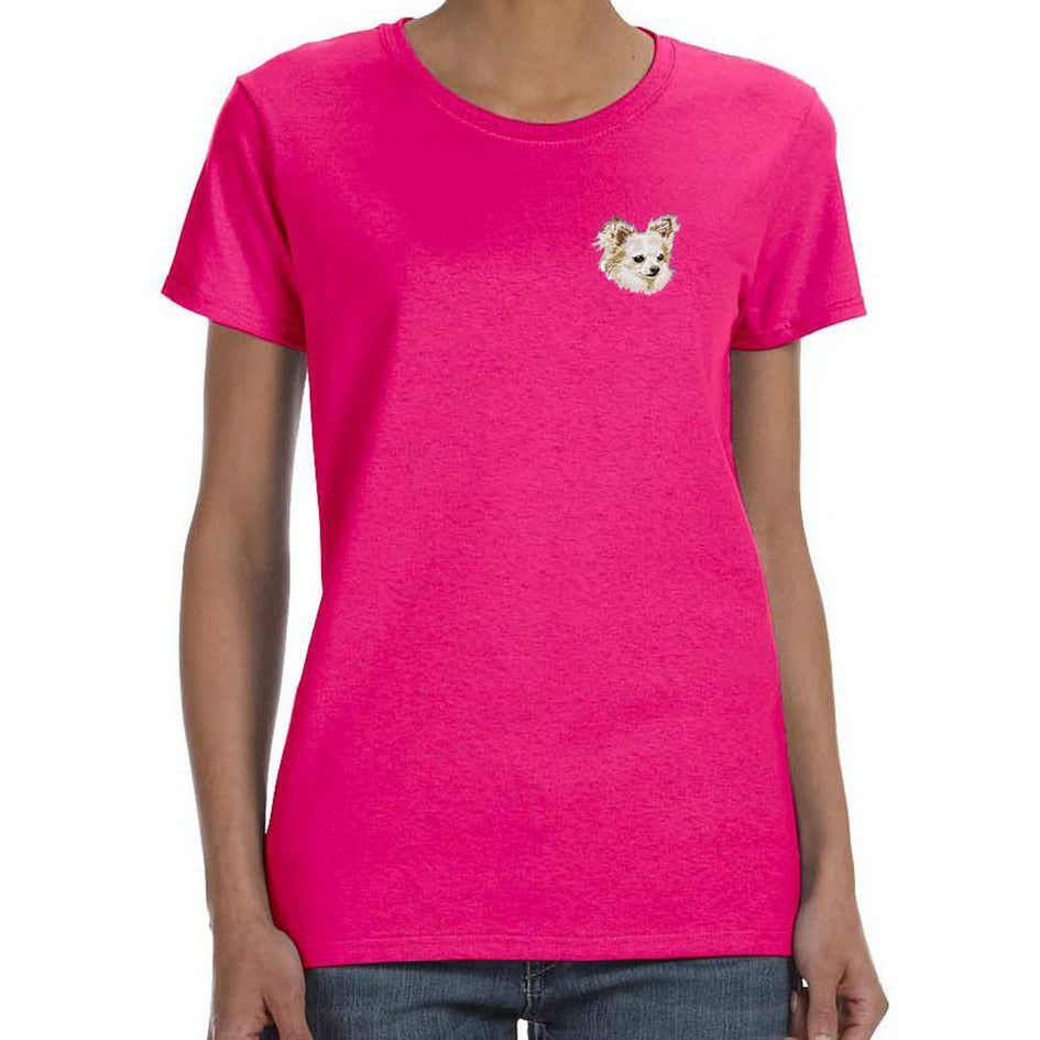 Embroidered Ladies T-Shirts Hot Pink 3X Large Chihuahua DV206