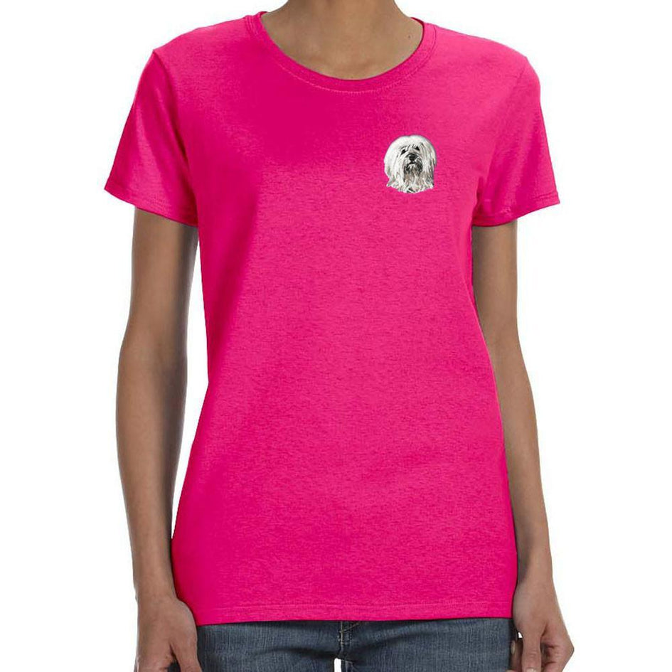 Embroidered Ladies T-Shirts Hot Pink 3X Large Tibetan Terrier DN391