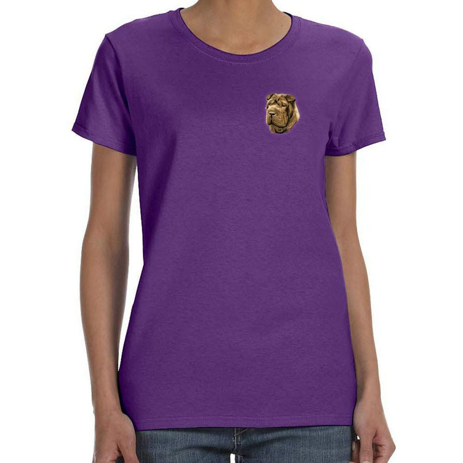 Embroidered Ladies T-Shirts Purple 3X Large Chinese Shar Pei D45