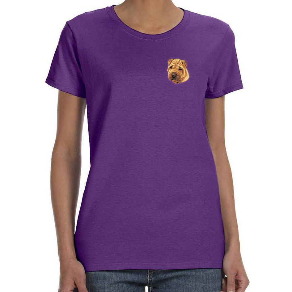 Embroidered Ladies T-Shirts Purple 3X Large Chinese Shar Pei D77