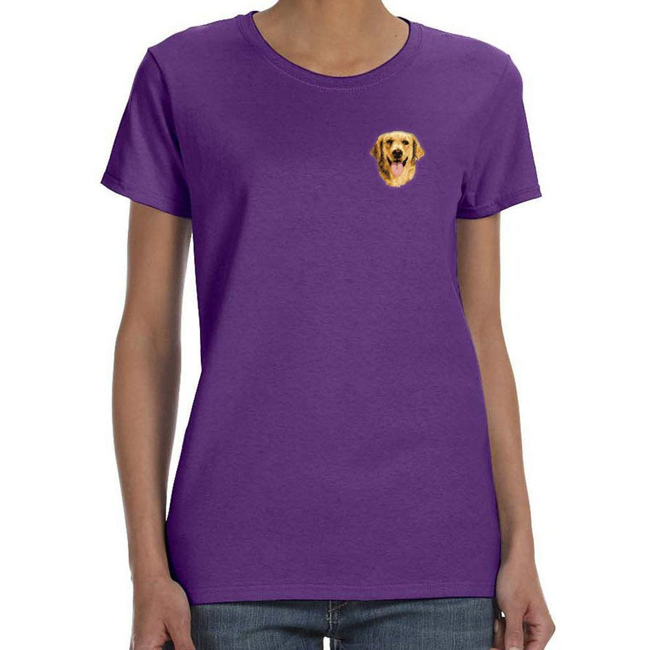 Embroidered Ladies Gildan T-Shirts Purple 3X Large Golden Retriever D5