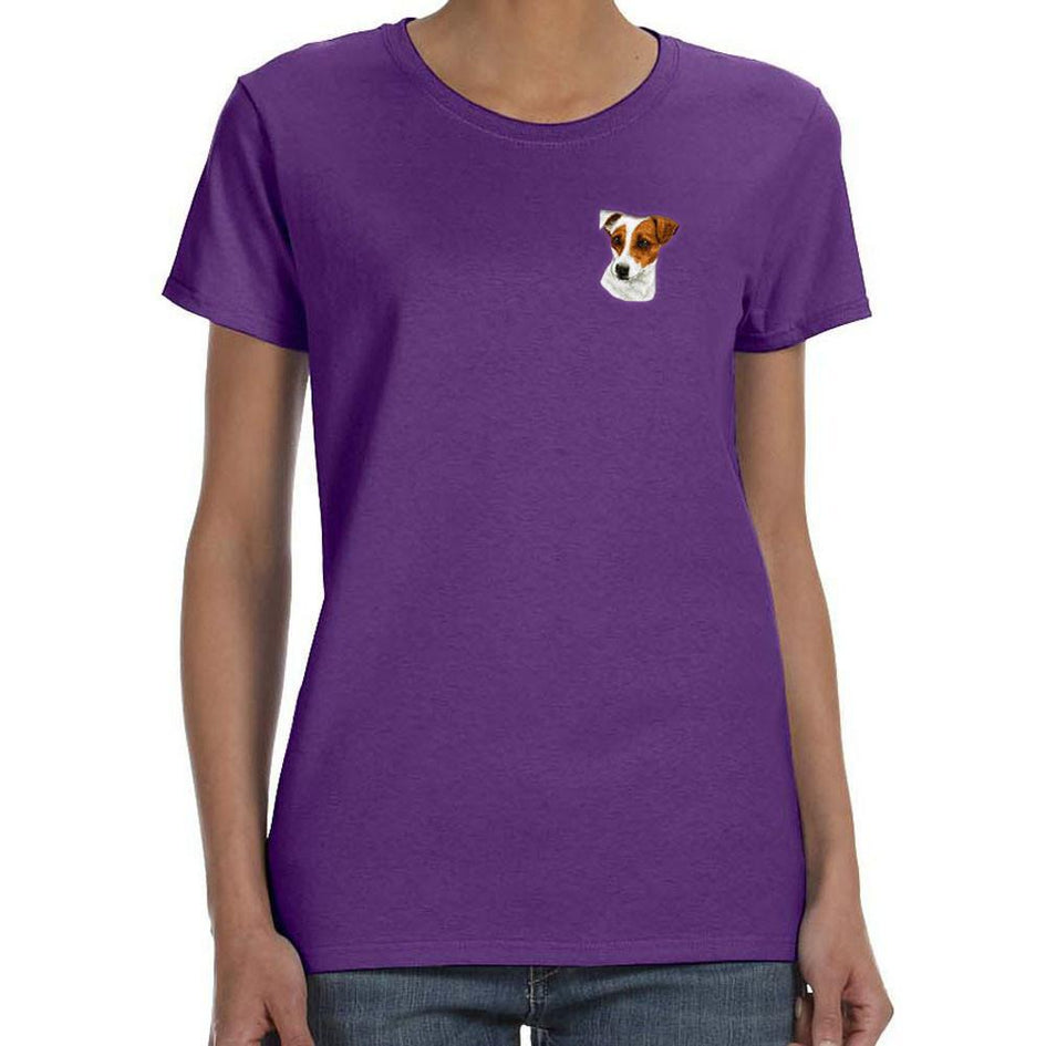 Embroidered Ladies T-Shirts Purple 3X Large Parson Russell Terrier D26