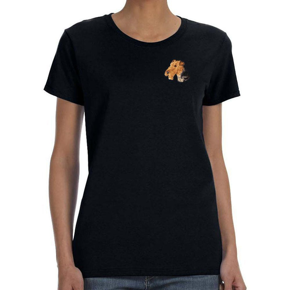 Airedale Terrier Embroidered Ladies T-Shirt