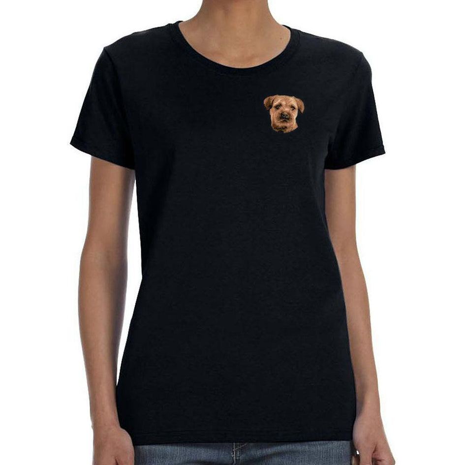 Border Terrier Embroidered Ladies T-Shirts