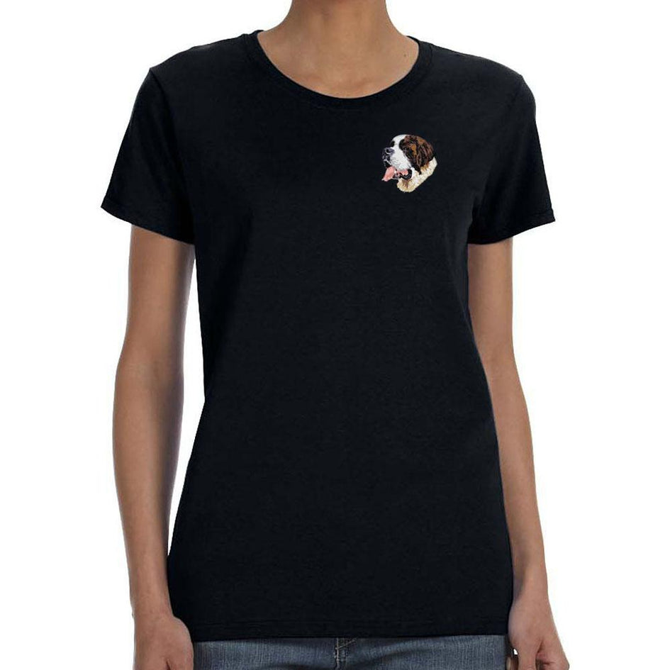 Saint Bernard Embroidered Ladies T-Shirts