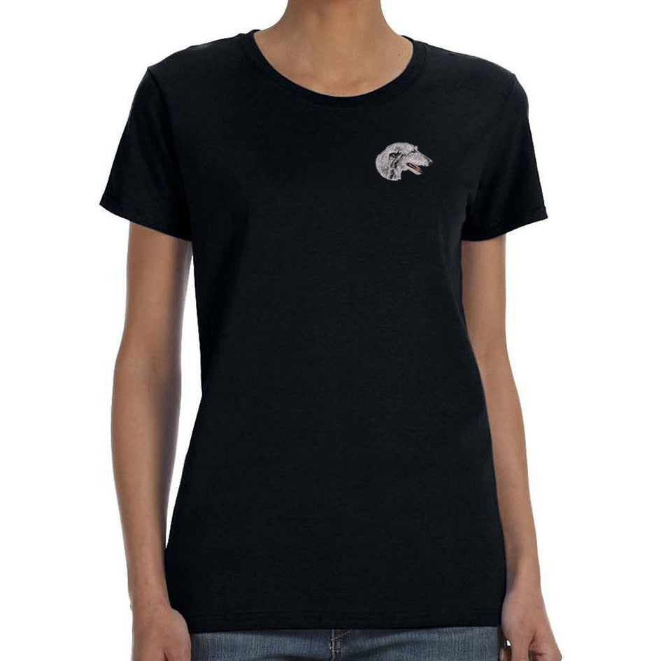 Scottish Deerhound Embroidered Ladies T-Shirts