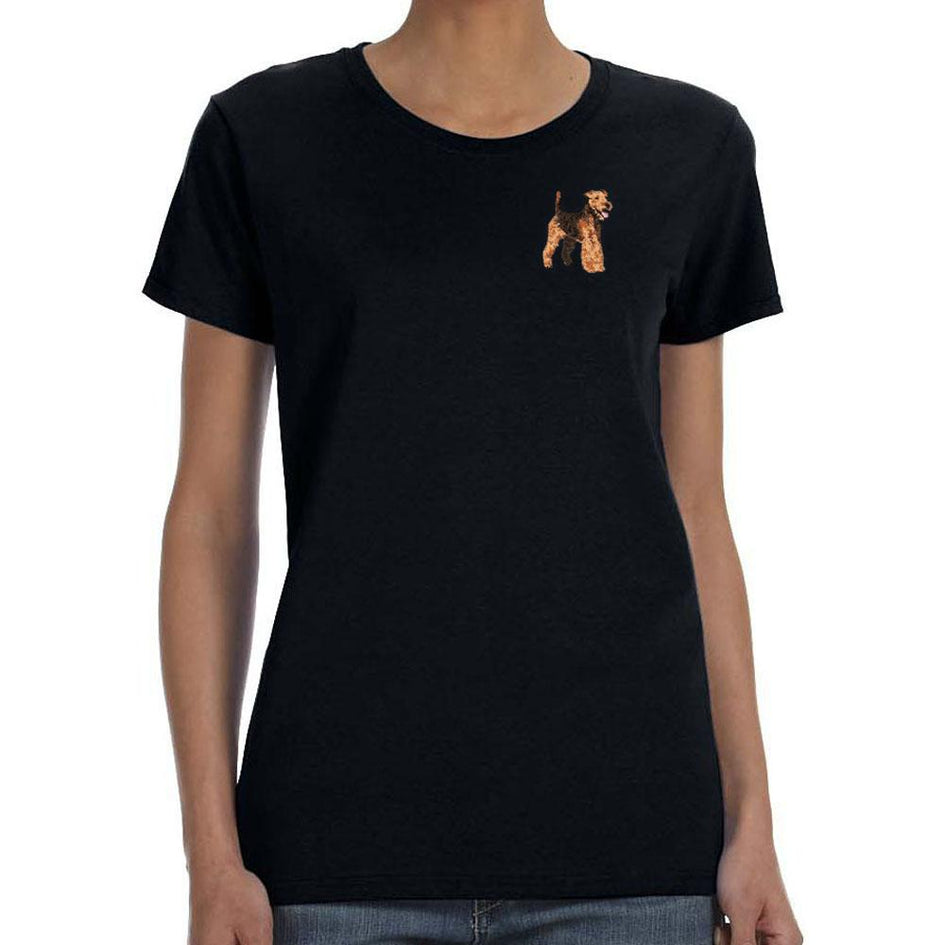 Welsh Terrier Embroidered Ladies T-Shirts