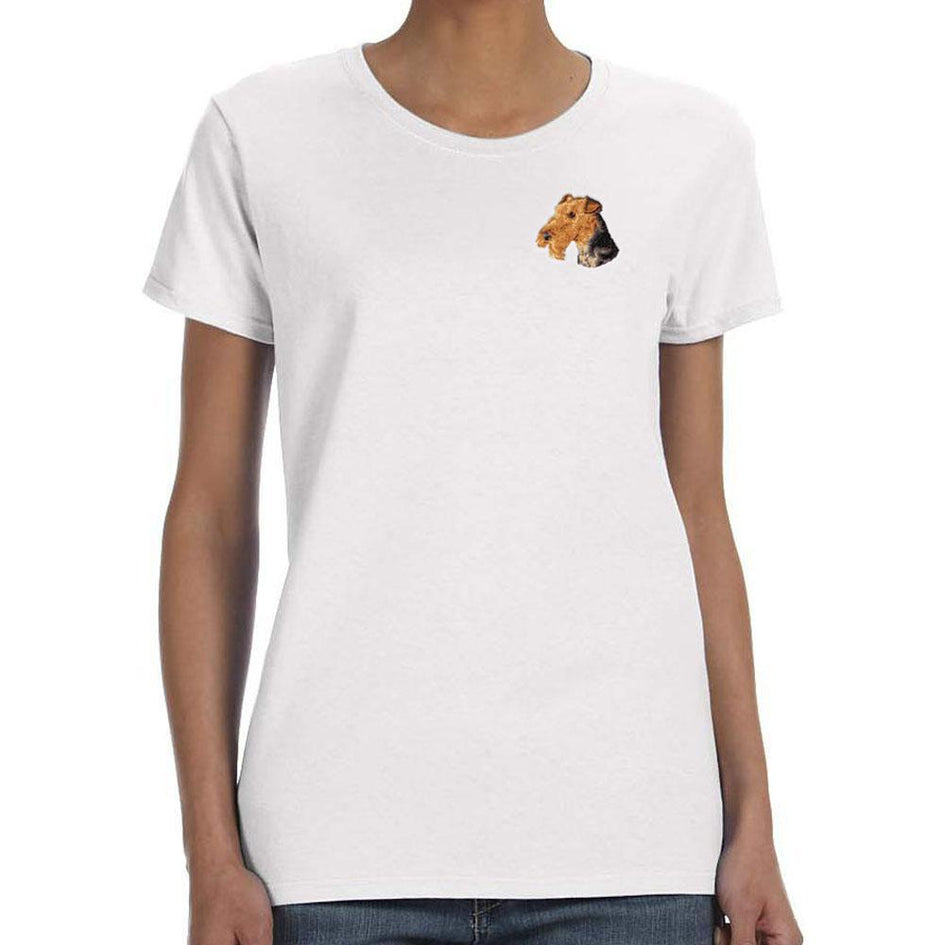 Airedale Terrier Embroidered Ladies T-Shirt