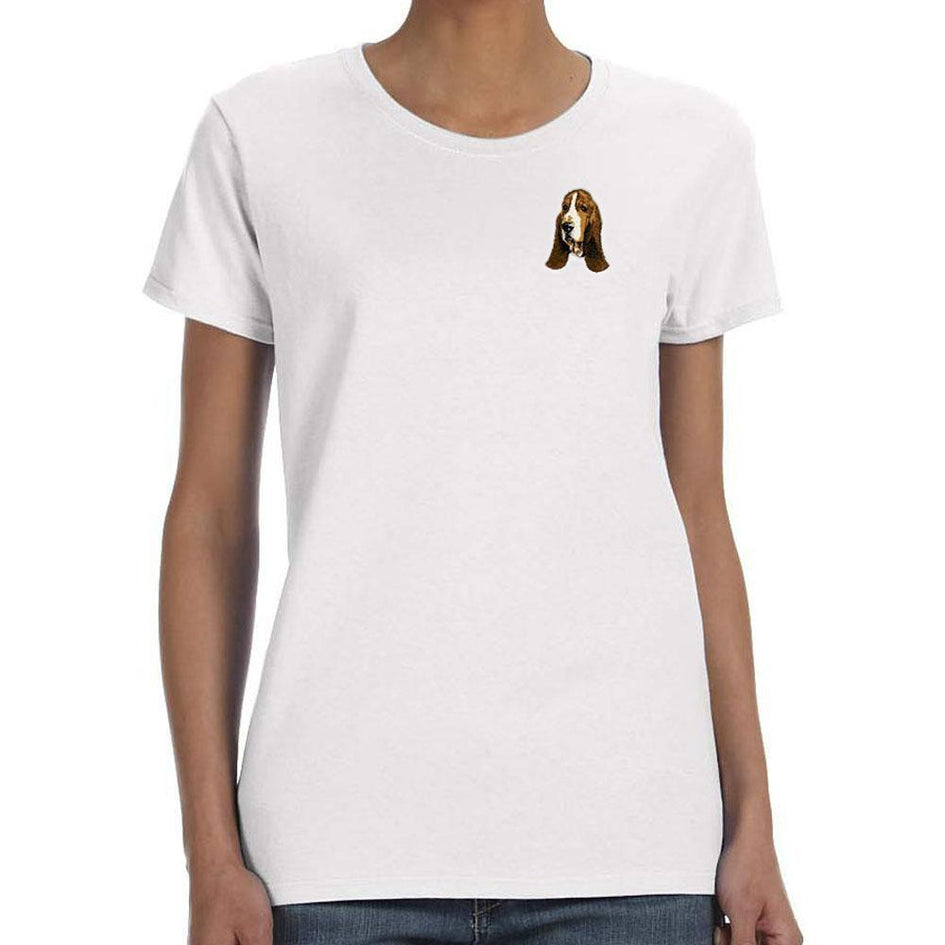 Basset Hound Embroidered Ladies T-Shirts