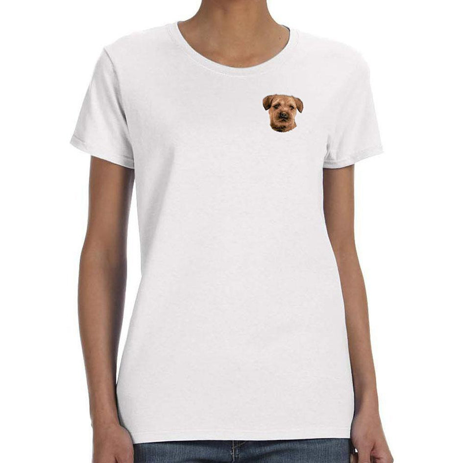 Border Terrier Embroidered Ladies T-Shirts