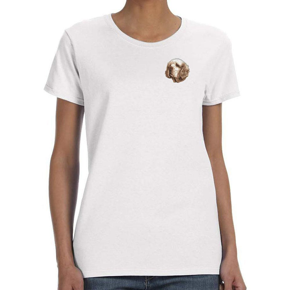 Clumber Spaniel Embroidered Ladies T-Shirts