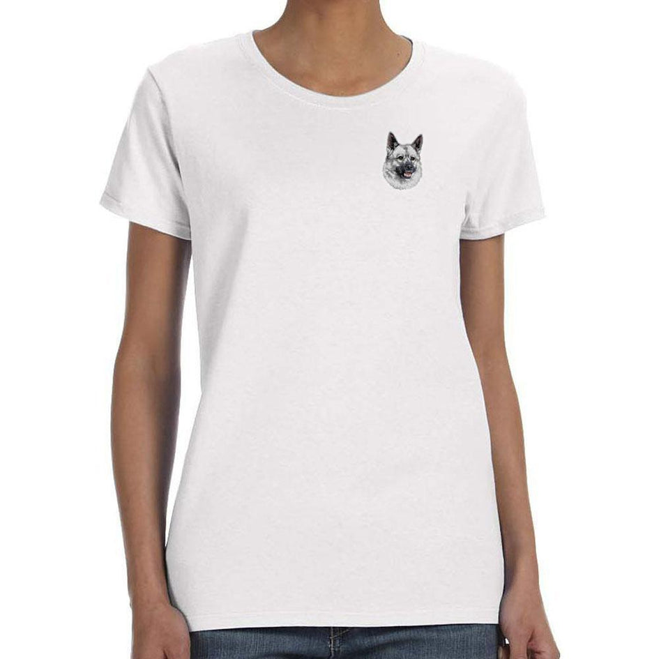 Norwegian Elkhound Embroidered Ladies T-Shirts