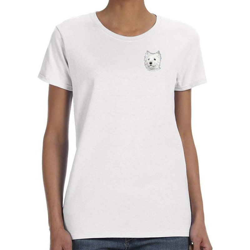 West Highland White Terrier Embroidered Ladies T-Shirts