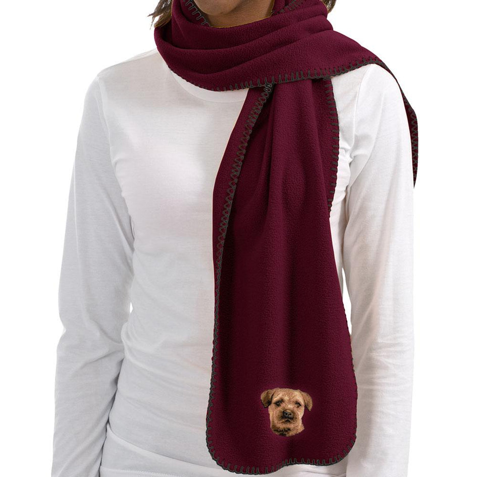 Embroidered Scarves Maroon  Border Terrier D51