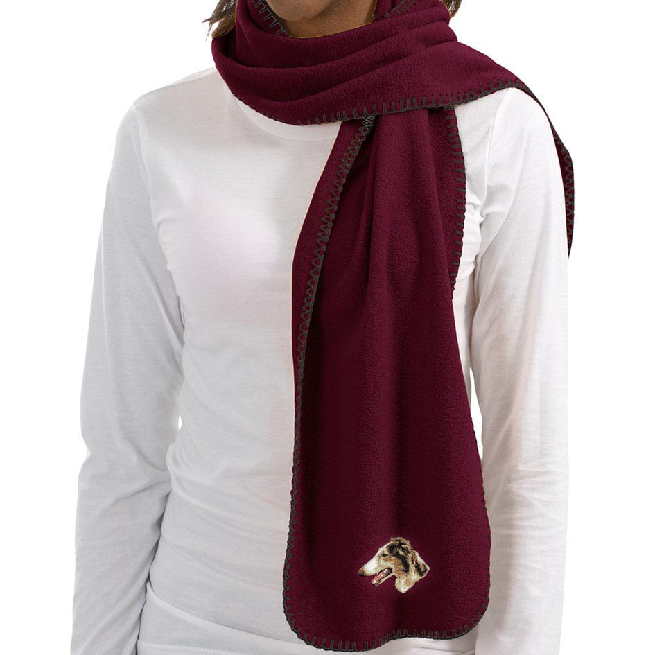 Embroidered Scarves Maroon  Borzoi D43
