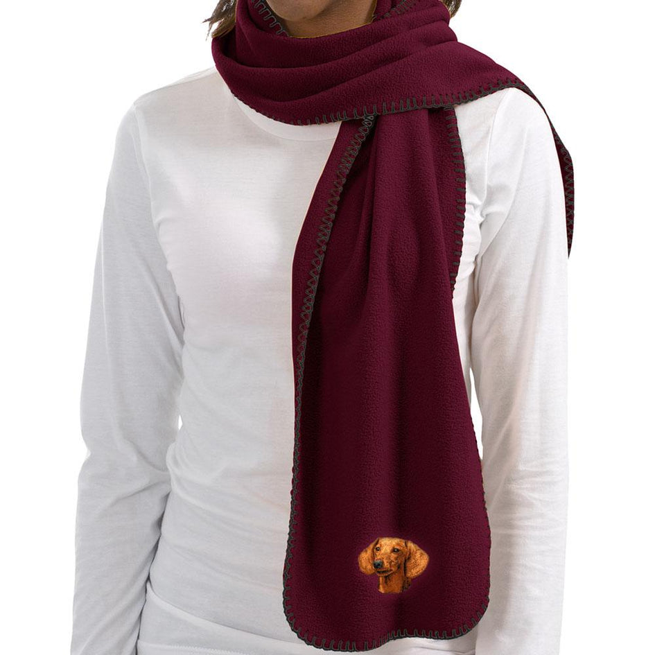 Embroidered Scarves Maroon  Dachshund D29