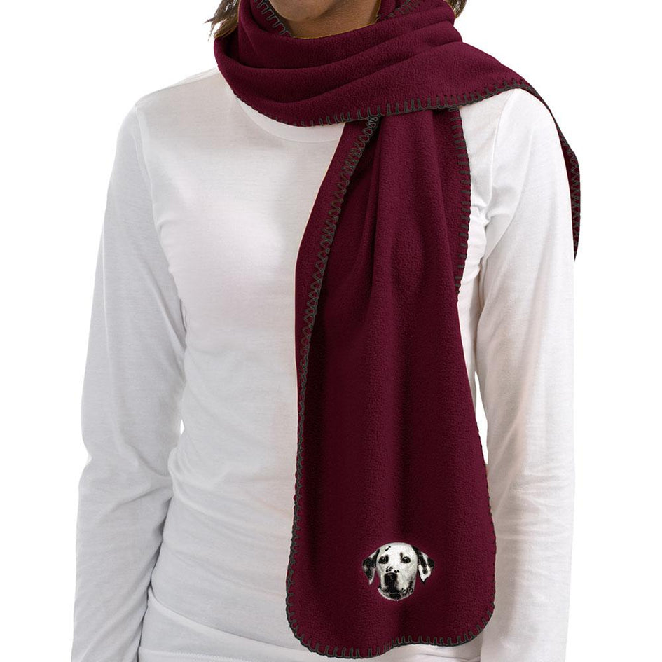 Embroidered Scarves Maroon  Dalmatian D2