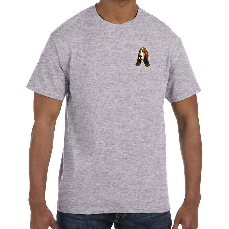 Embroidered Mens T-Shirts Sport Gray 3X Large Basset Hound DJ229