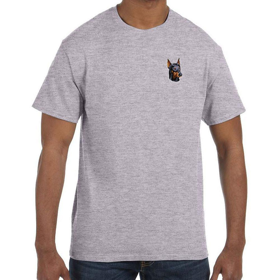 Embroidered Mens T-Shirts Sport Gray 3X Large Doberman Pinscher DM346