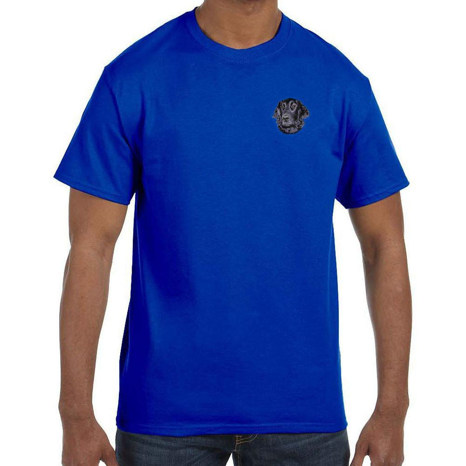 Embroidered Mens T-Shirts Royal Blue 3X Large Flat Coated Retriever D53