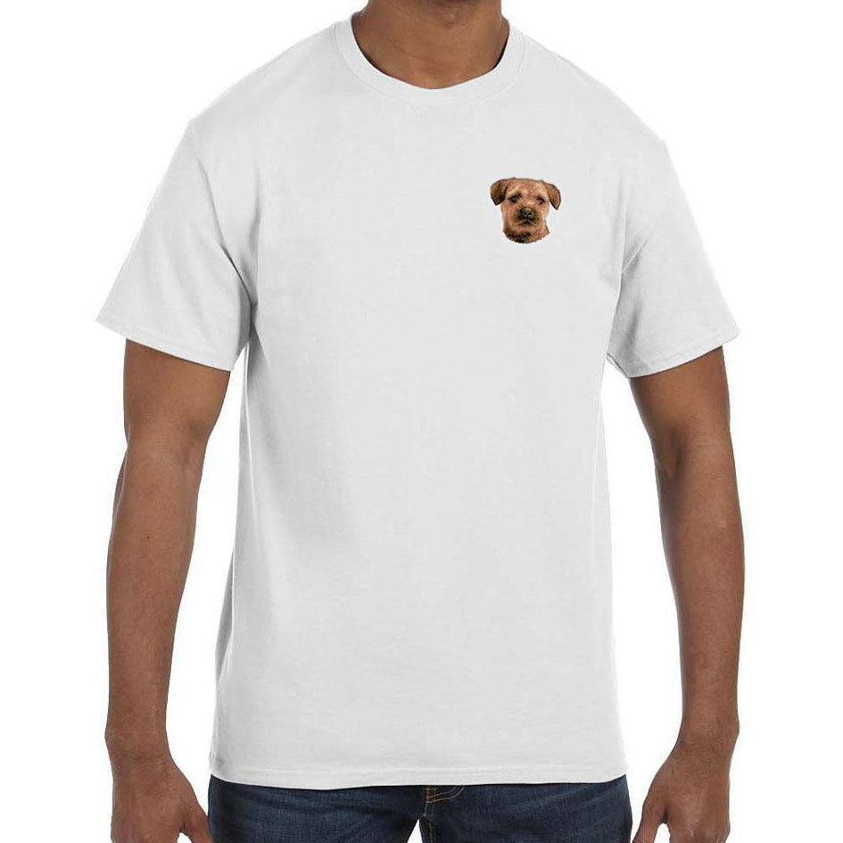 Border Terrier Embroidered Mens T-Shirts