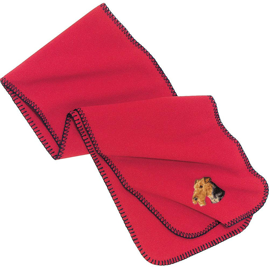 Embroidered Scarves Red  Airedale Terrier D67