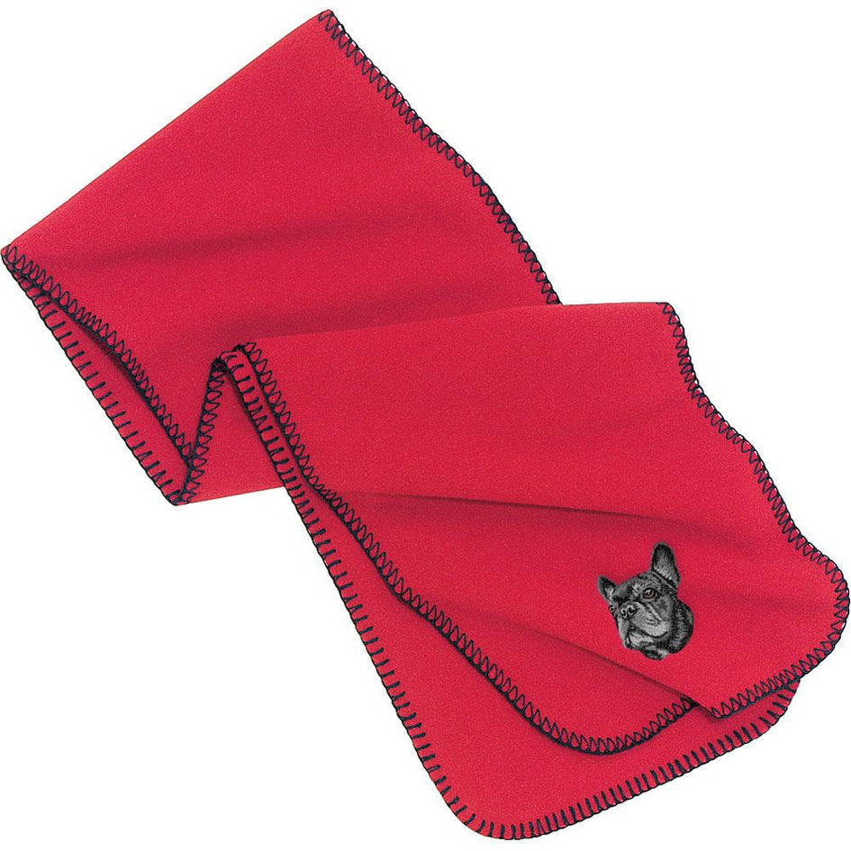 Embroidered Scarves Red  French Bulldog DV352