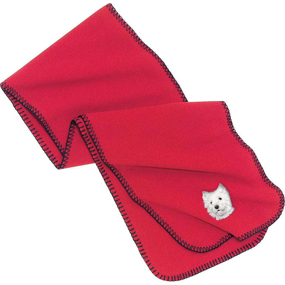 Embroidered Scarves Red  West Highland White Terrier D126