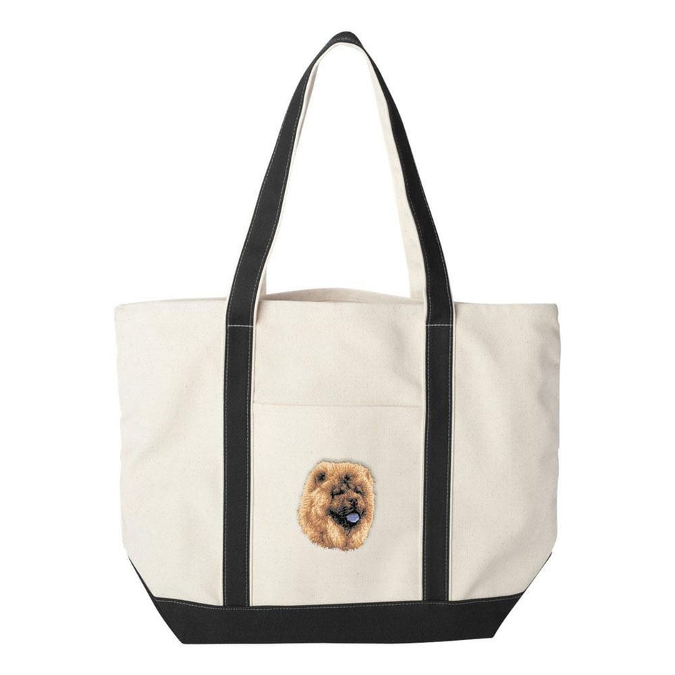Embroidered Tote Bag Black  Chow Chow D118