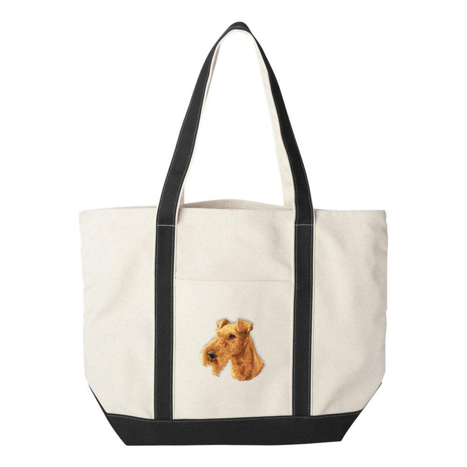 Embroidered Tote Bag Black  Irish Terrier D89