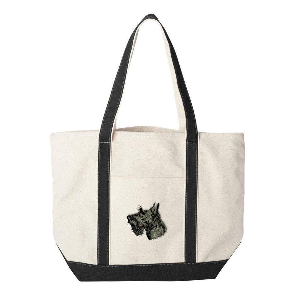 Embroidered Tote Bag Black  Scottish Terrier D32