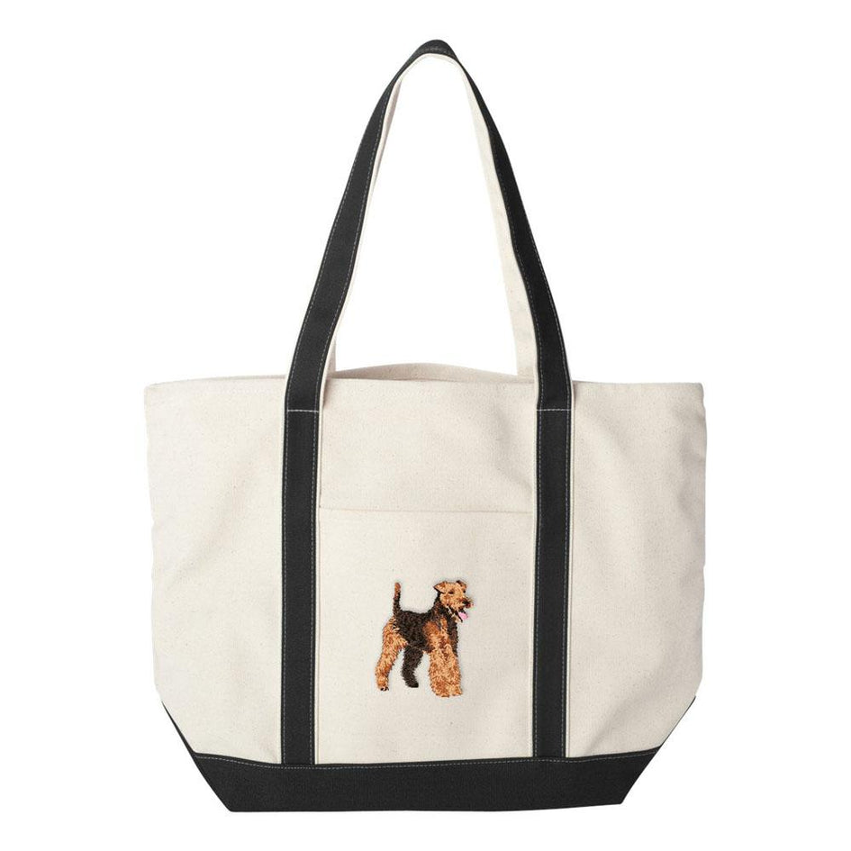 Embroidered Tote Bag Black  Welsh Terrier DJ241