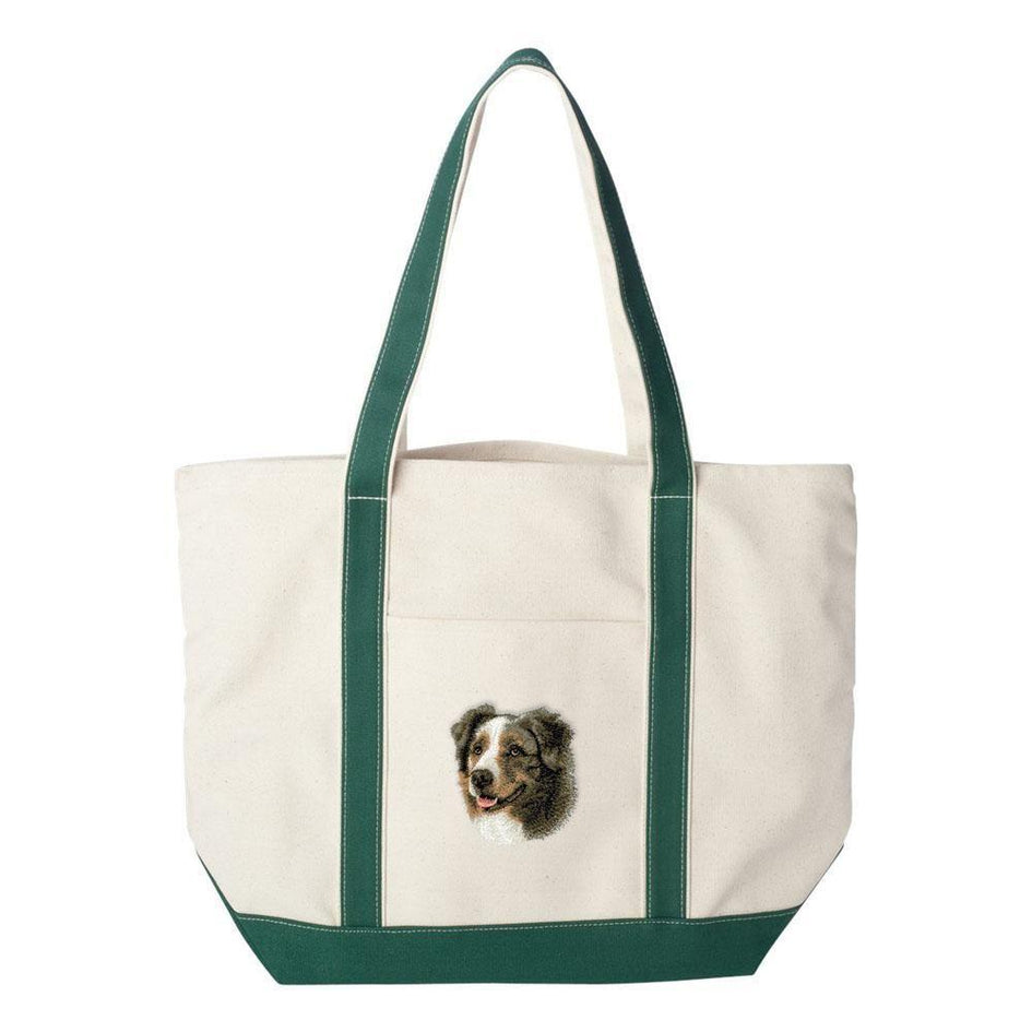 Embroidered Tote Bag Red  Australian Shepherd D41