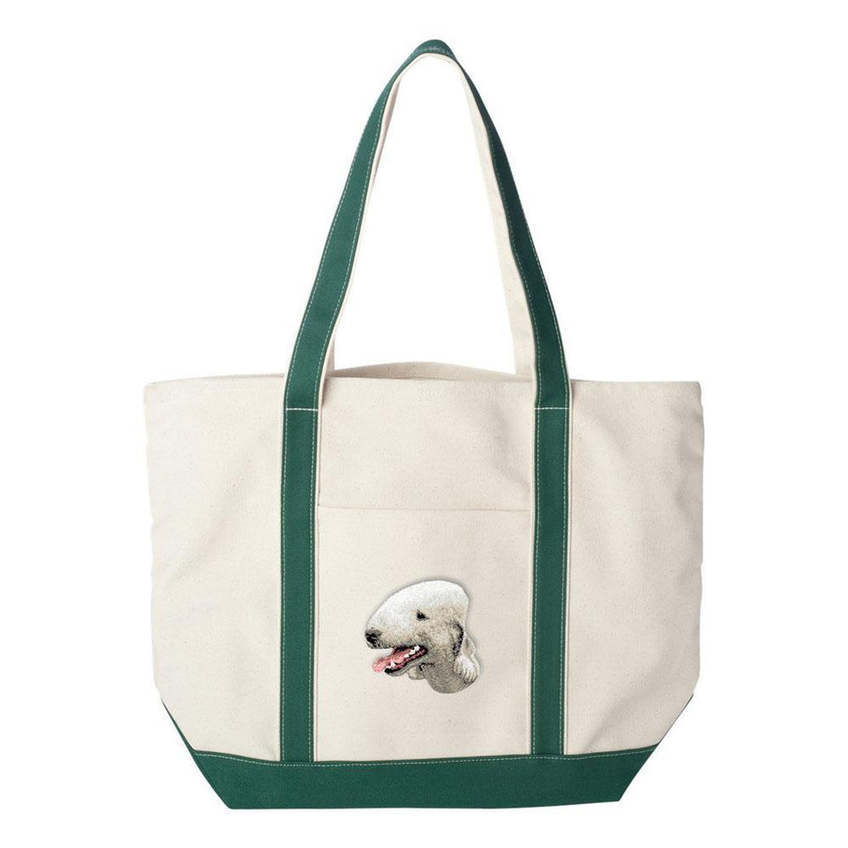 Embroidered Tote Bag Red  Bedlington Terrier D35