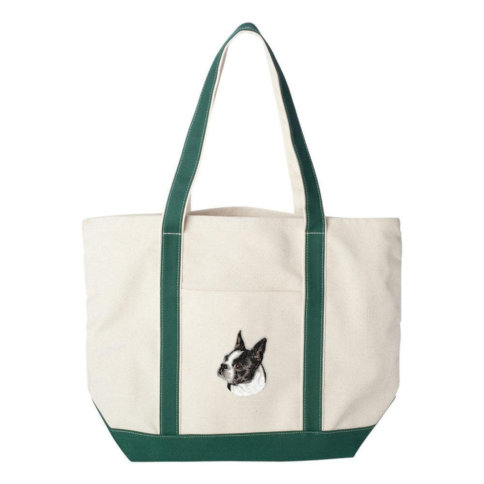 Embroidered Tote Bag Red  Boston Terrier D50