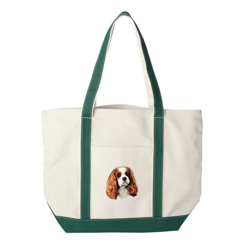 Embroidered Tote Bag Red  Cavalier King Charles Spaniel D11