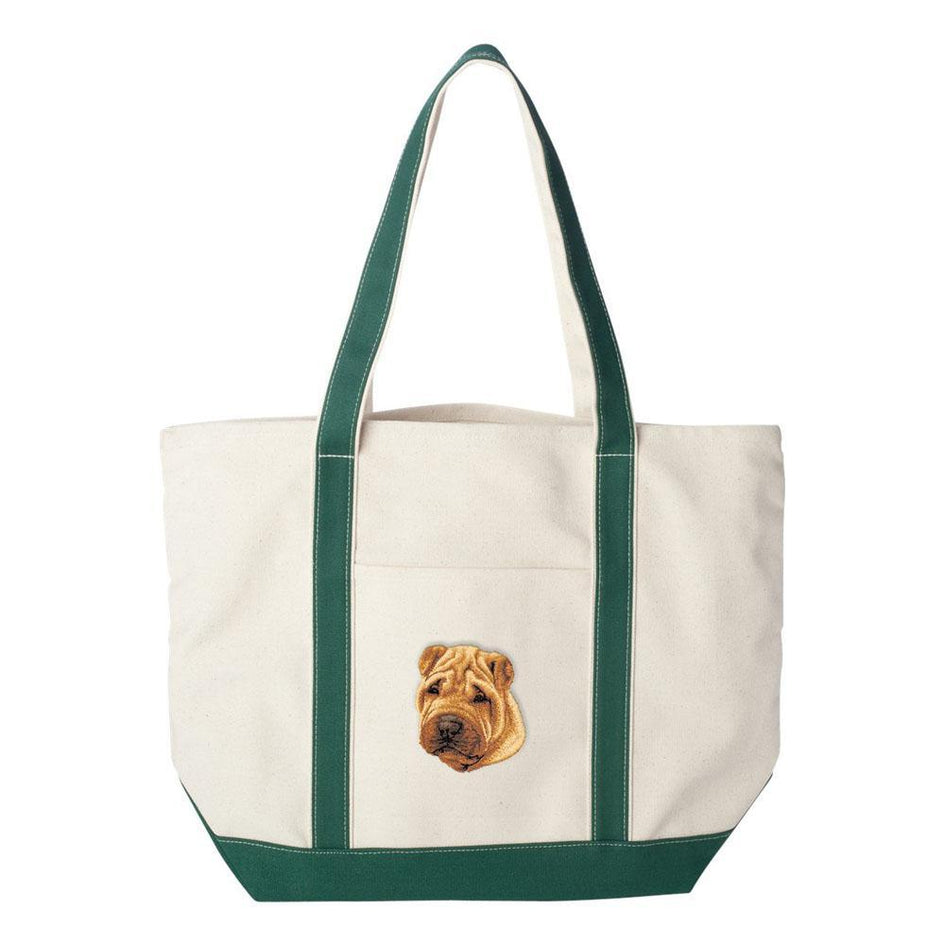 Embroidered Tote Bag Red  Chinese Shar Pei D77
